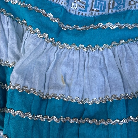 Vintage Vibrant Blue Full-Circle Retro Glam Square Dance Gypsy Midi Skirt - Picture 11 of 16